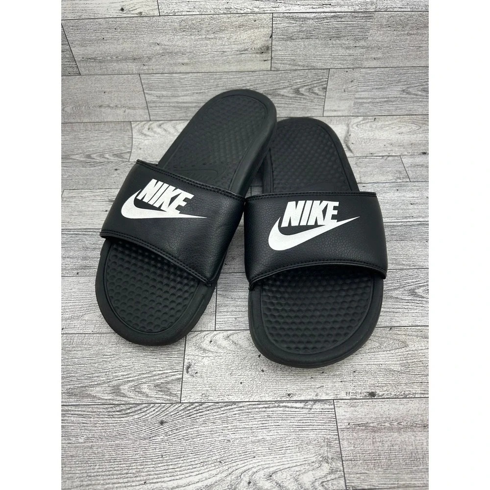 Nike Benassi JDI Black White Slide Sandals 343880-090 Mens 8 Womens 9.5